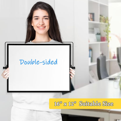 Double-Sided Magnetic White Board with Stand, 16" x 12"