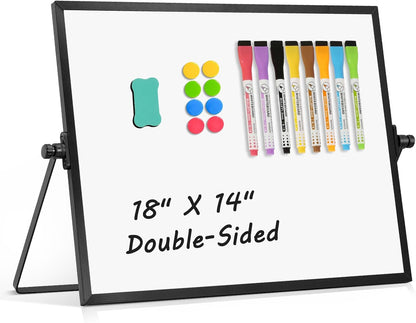 Double-Sided Magnetic White Board with Stand, 16" x 12"