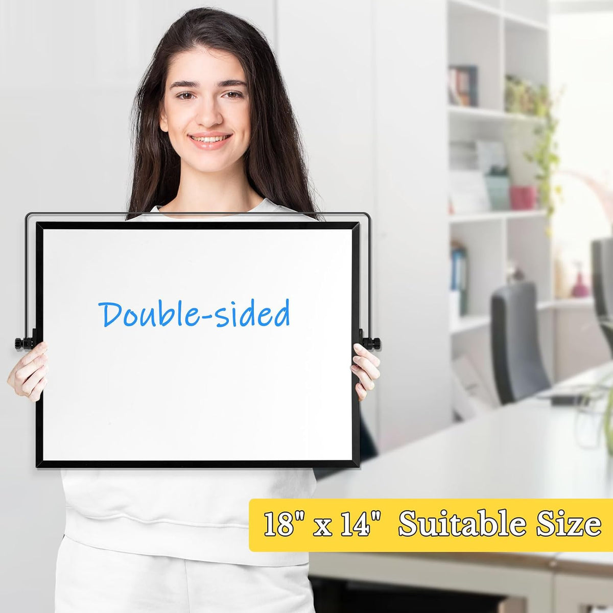 Double-Sided Magnetic White Board with Stand, 16" x 12"