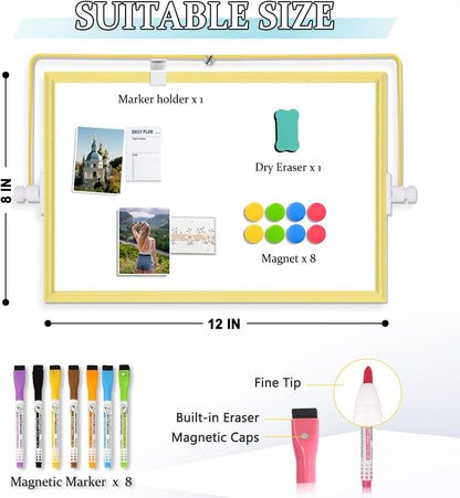 Double-Sided Magnetic White Board with Stand, 16" x 12"