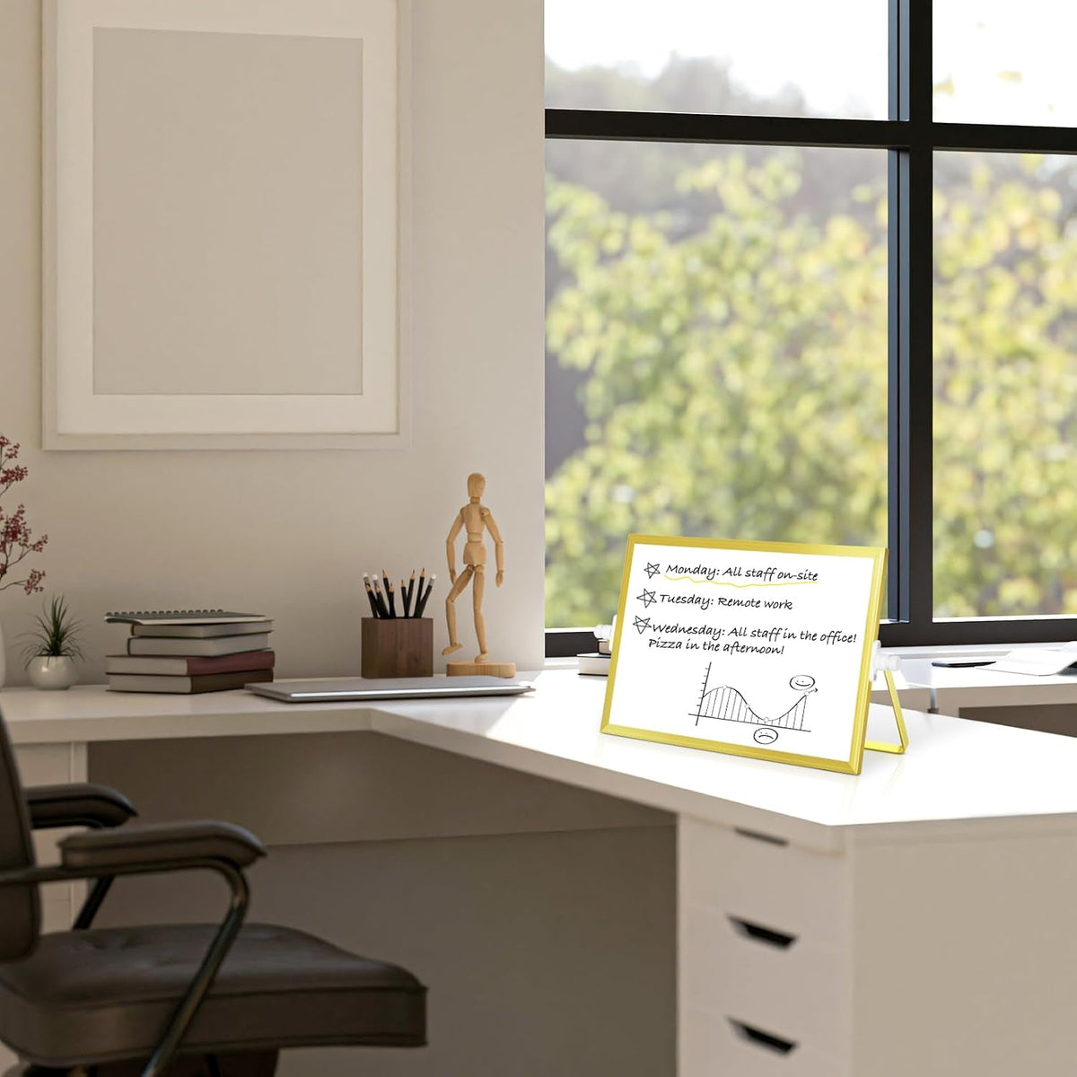 Double-Sided Magnetic White Board with Stand, 16" x 12"