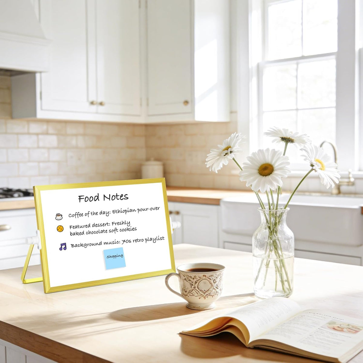 Double-Sided Magnetic White Board with Stand, 16" x 12"