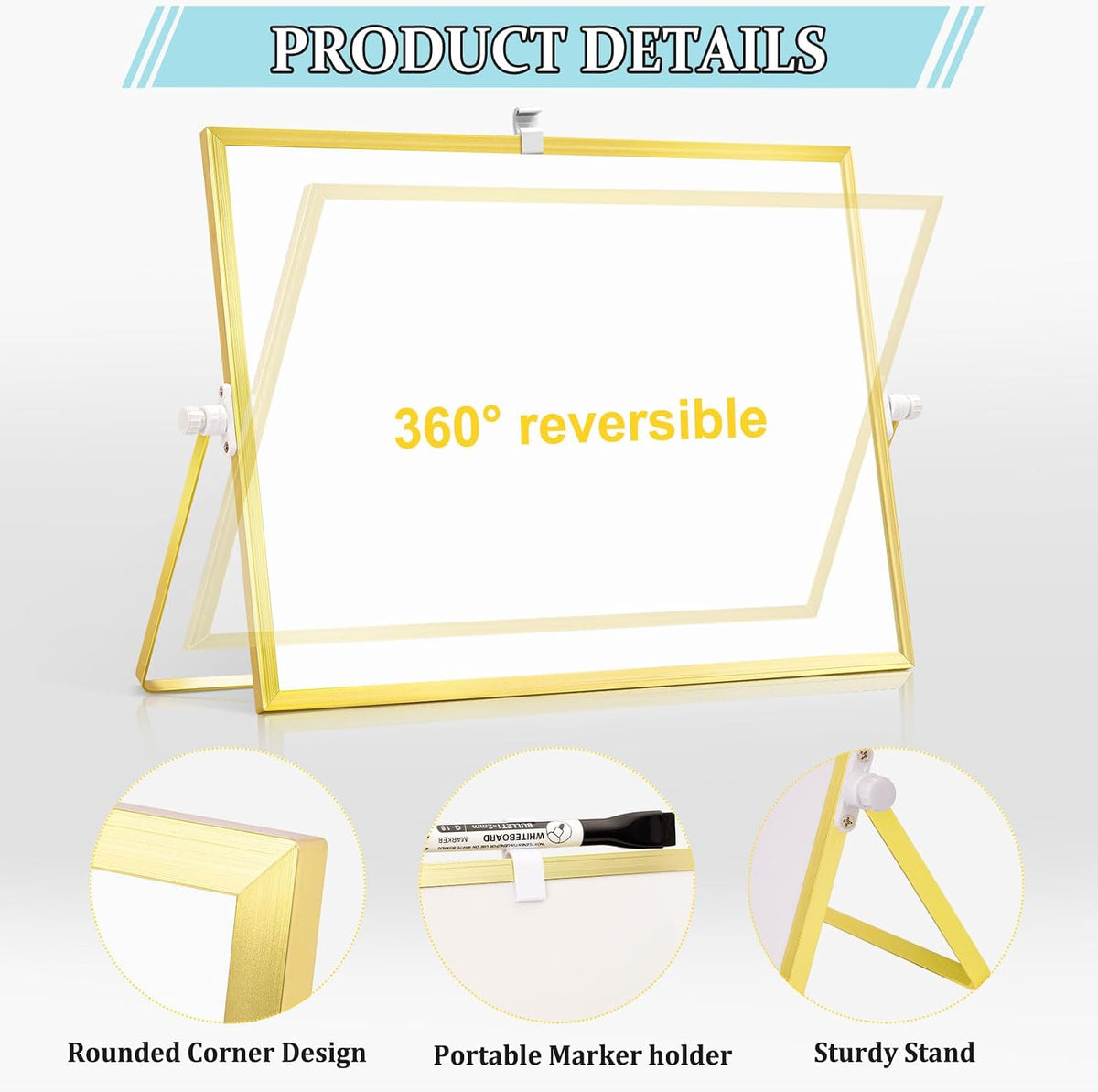 Double-Sided Magnetic White Board with Stand, 16" x 12"