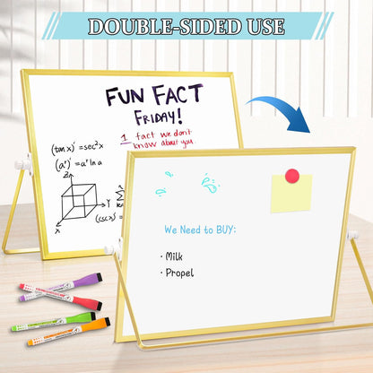 Double-Sided Magnetic White Board with Stand, 16" x 12"