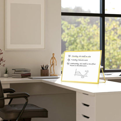 Double-Sided Magnetic White Board with Stand, 16" x 12"