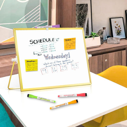 Double-Sided Magnetic White Board with Stand, 16" x 12"