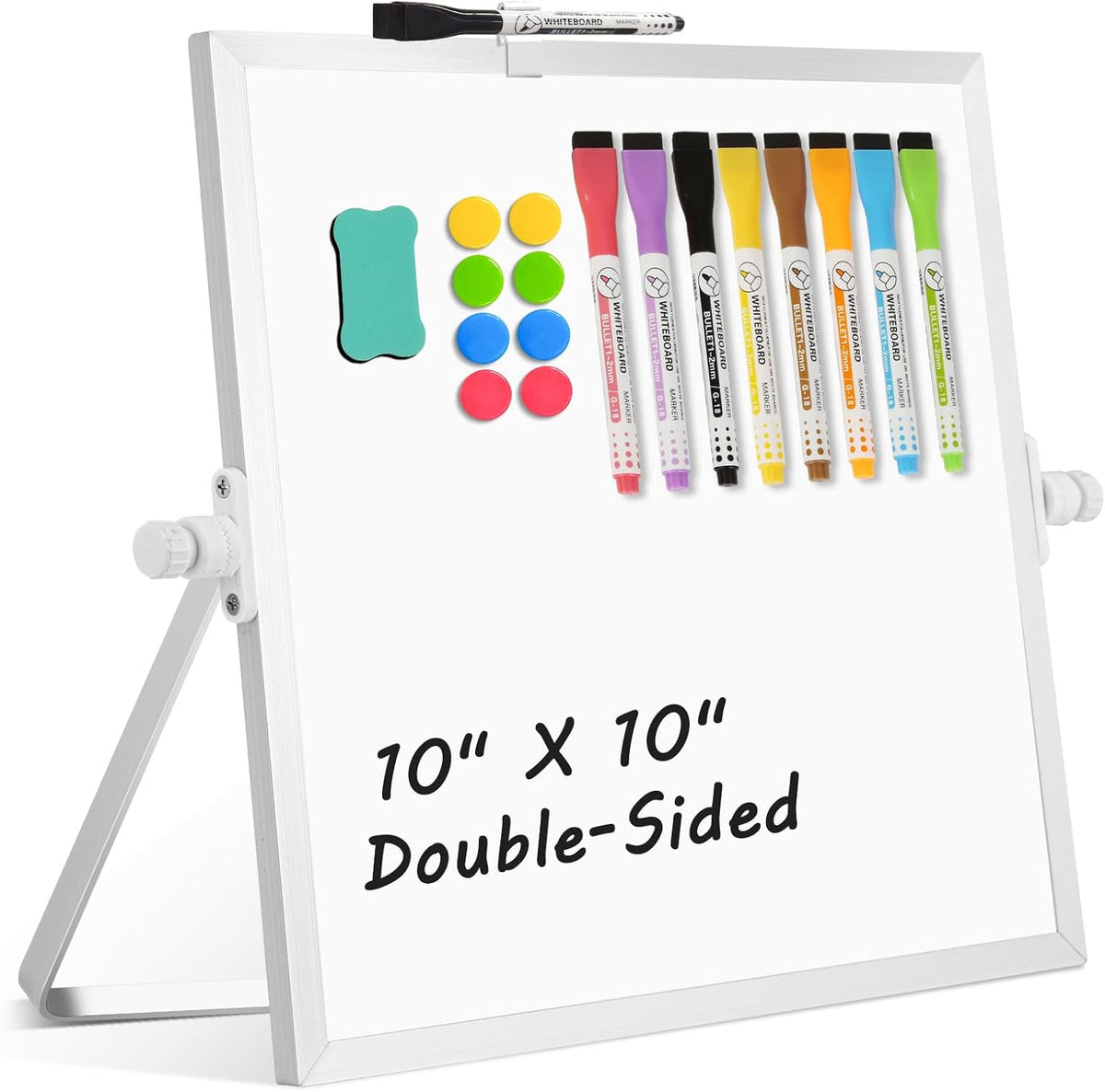 Double-Sided Magnetic White Board with Stand, 16" x 12"