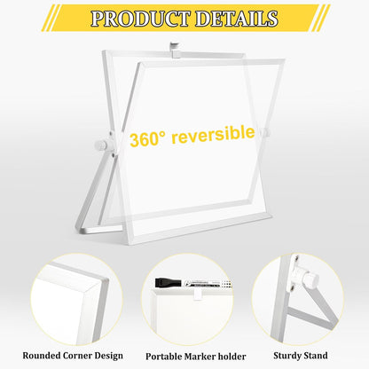 Double-Sided Magnetic White Board with Stand, 16" x 12"