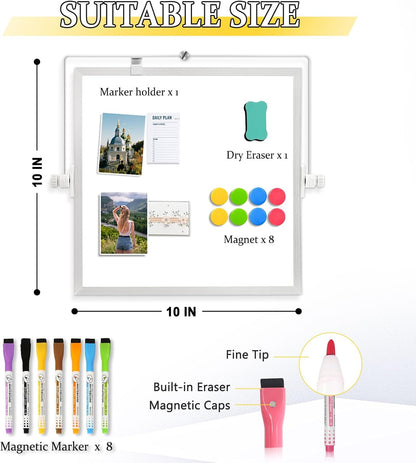 Double-Sided Magnetic White Board with Stand, 16" x 12"