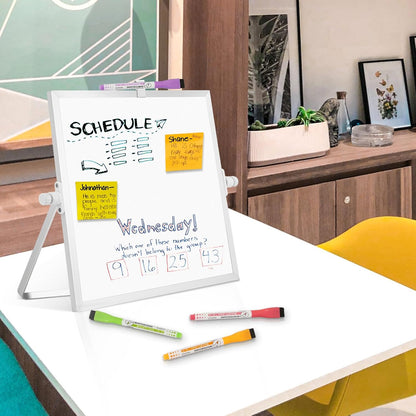 Double-Sided Magnetic White Board with Stand, 16" x 12"