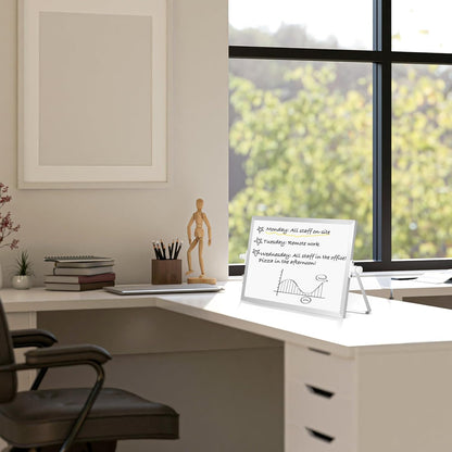 Double-Sided Magnetic White Board with Stand, 16" x 12"