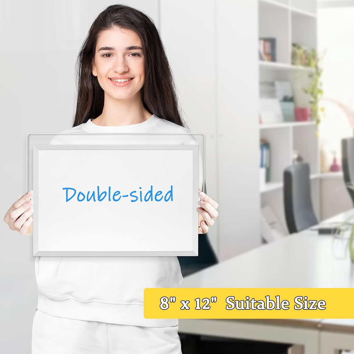 Double-Sided Magnetic White Board with Stand, 16" x 12"