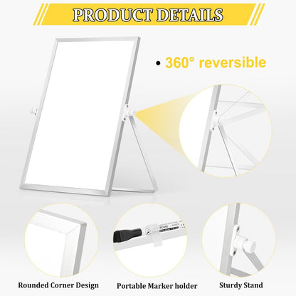 Double-Sided Magnetic White Board with Stand, 16" x 12"