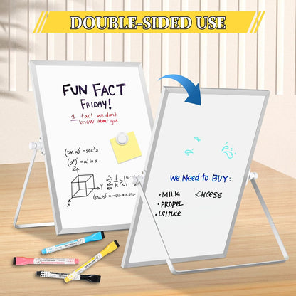 Double-Sided Magnetic White Board with Stand, 16" x 12"
