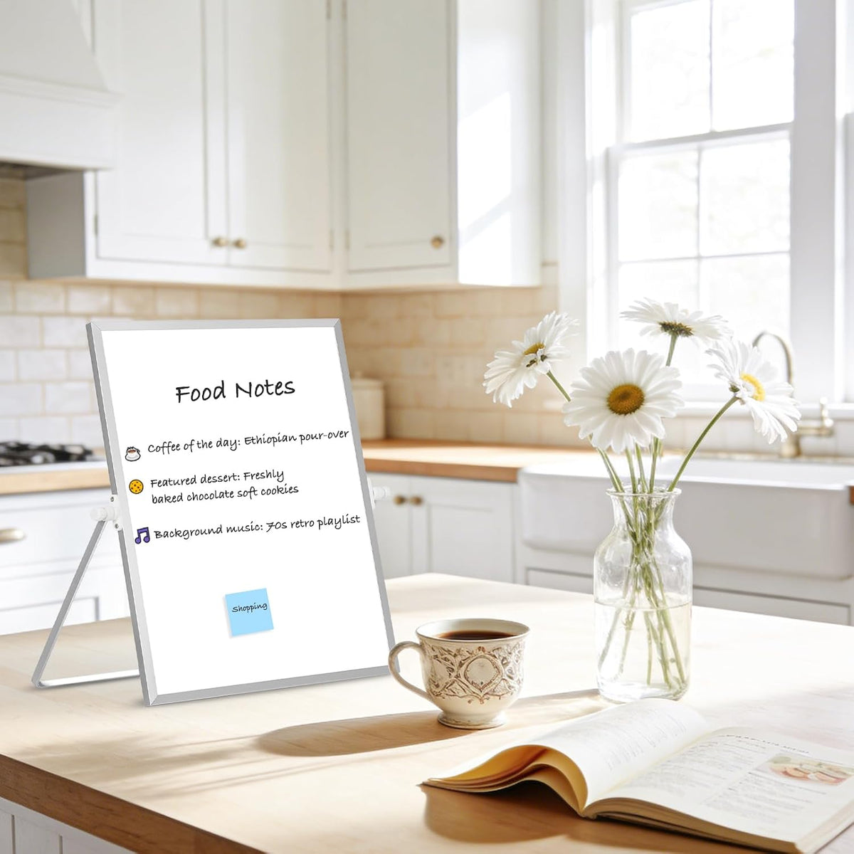 Double-Sided Magnetic White Board with Stand, 16" x 12"