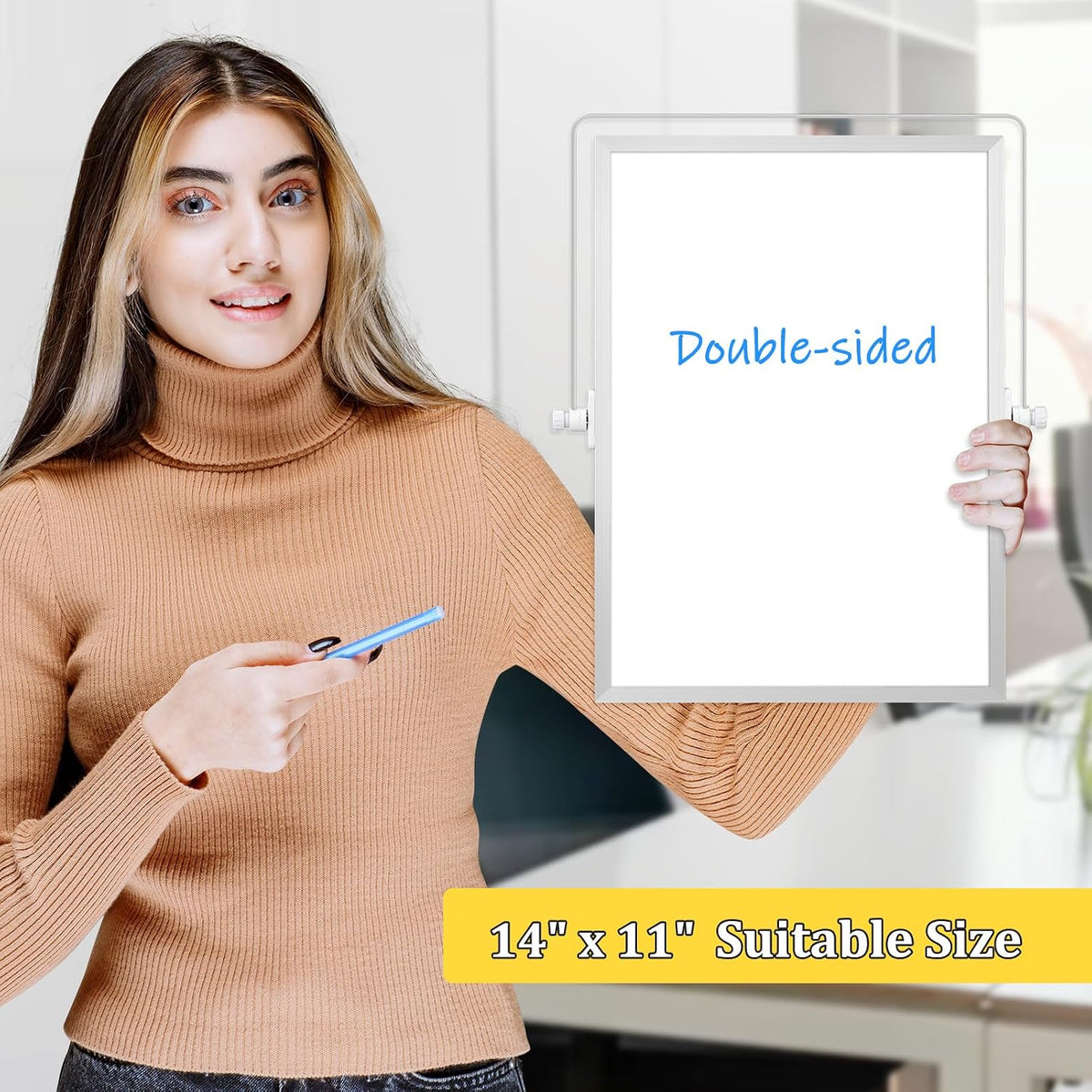 Double-Sided Magnetic White Board with Stand, 16" x 12"