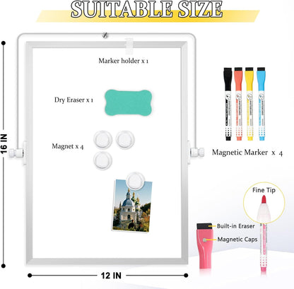 Double-Sided Magnetic White Board with Stand, 16" x 12"