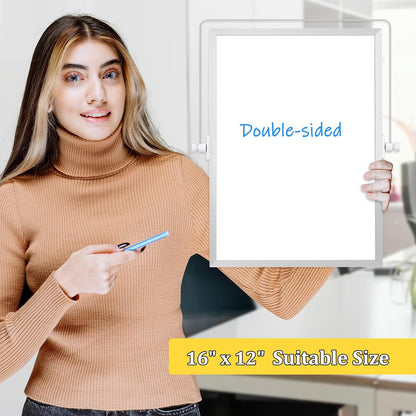 Double-Sided Magnetic White Board with Stand, 16" x 12"