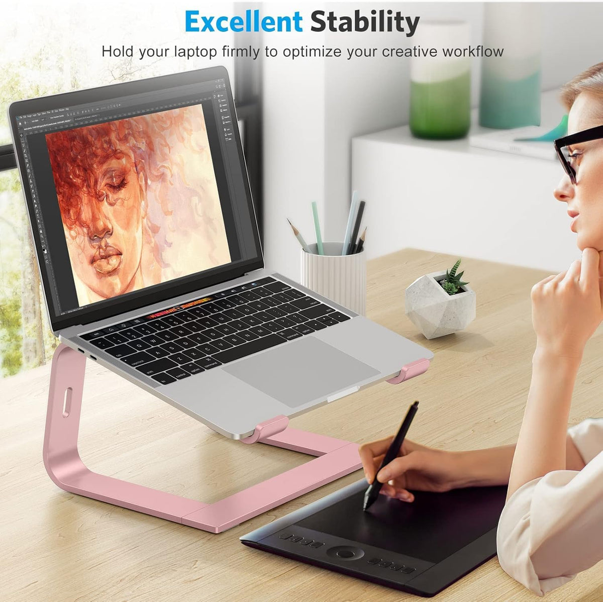 Laptop Stand, Detachable Mount for MacBook Air/Pro Dell HP Rose Gold