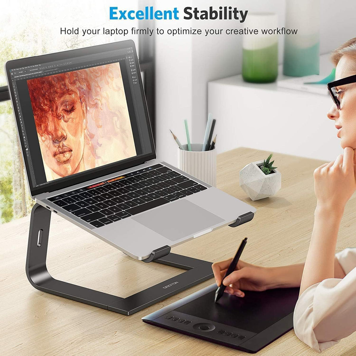 Laptop Stand, Detachable Mount for MacBook Air/Pro Dell HP Rose Gold