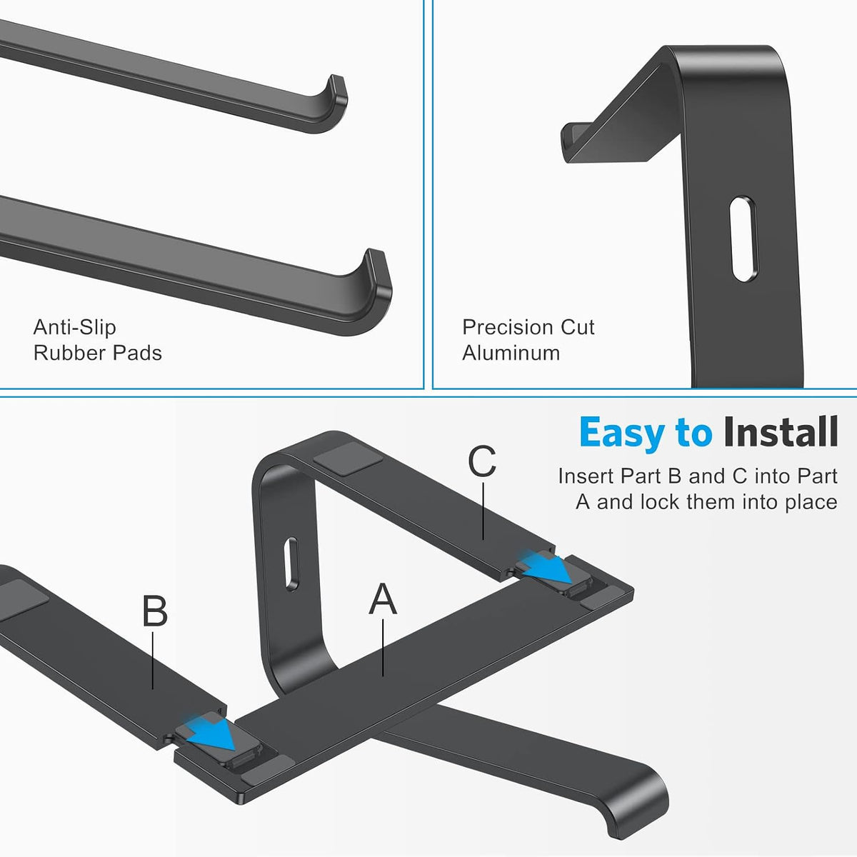 Laptop Stand, Detachable Mount for MacBook Air/Pro Dell HP Rose Gold