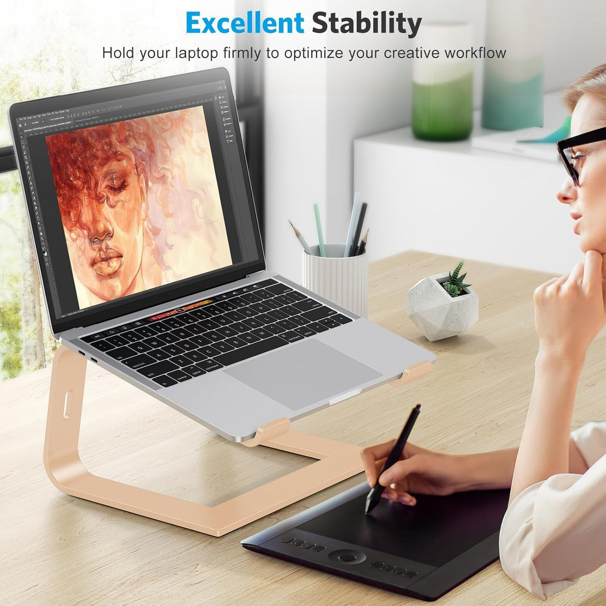 Laptop Stand, Detachable Mount for MacBook Air/Pro Dell HP Rose Gold
