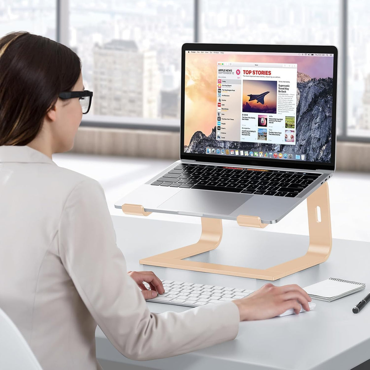 Laptop Stand, Detachable Mount for MacBook Air/Pro Dell HP Rose Gold