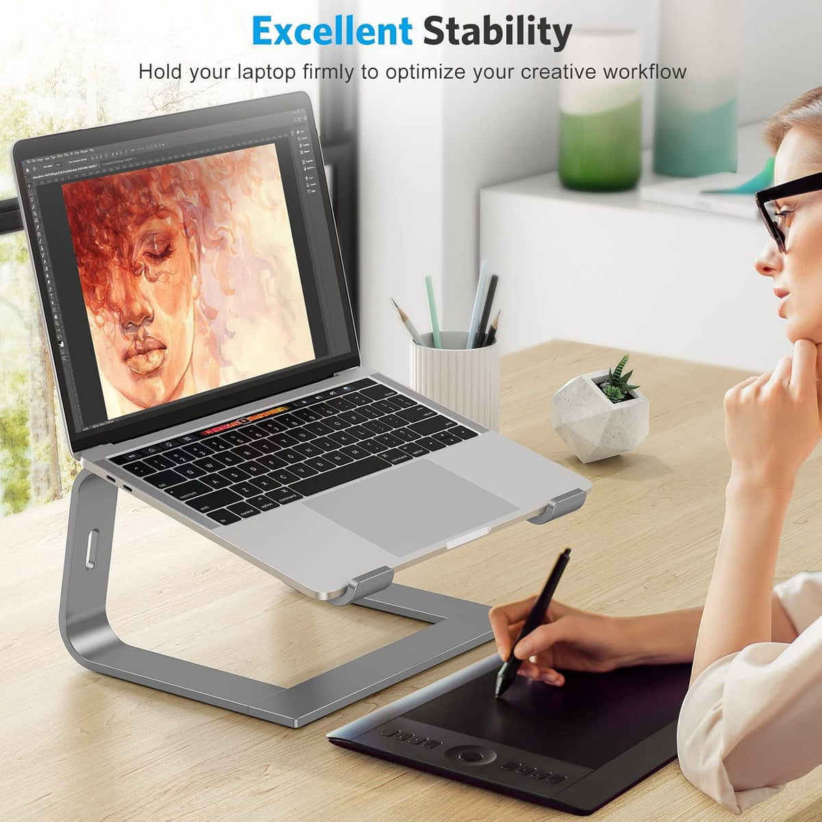 Laptop Stand, Detachable Mount for MacBook Air/Pro Dell HP Rose Gold