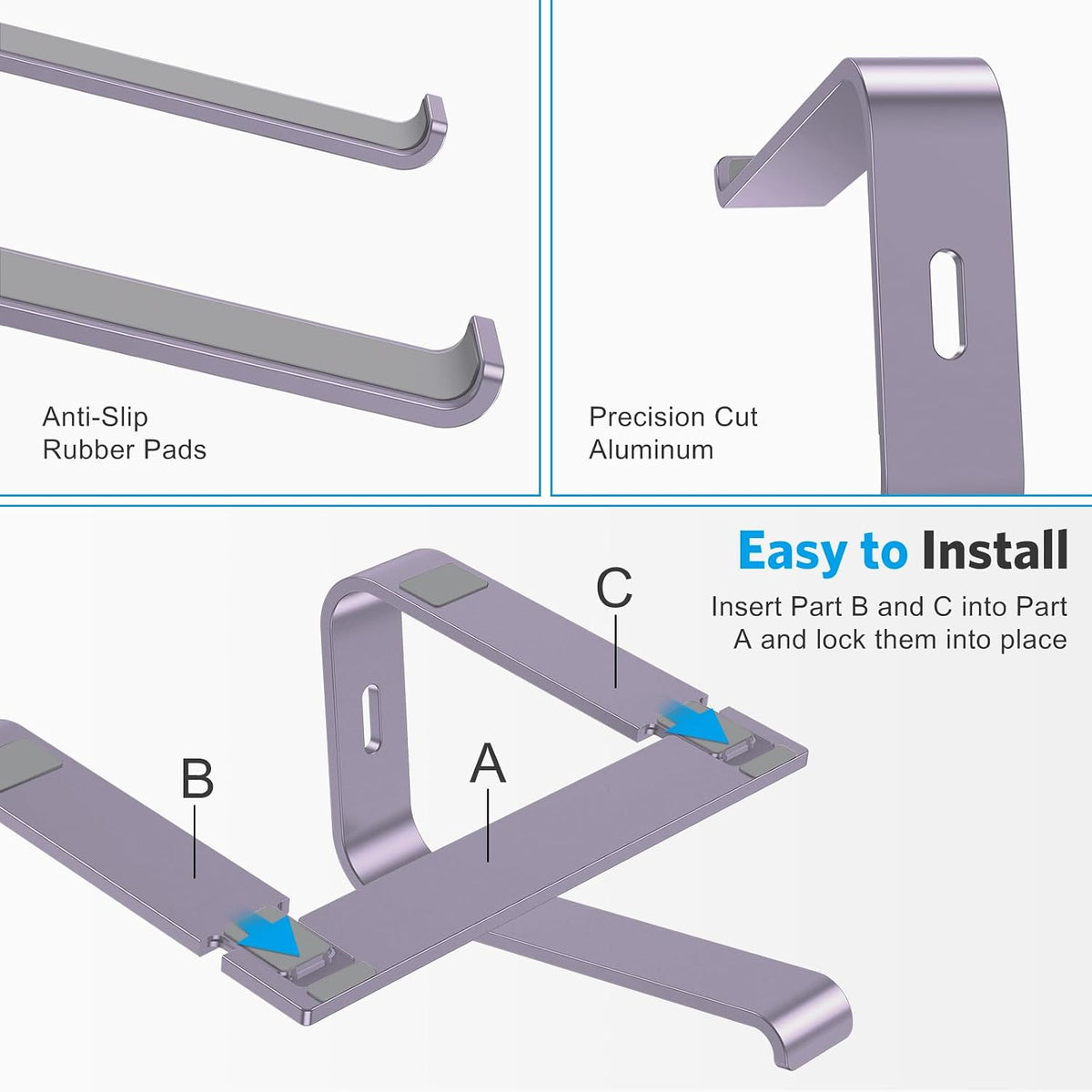 Laptop Stand, Detachable Mount for MacBook Air/Pro Dell HP Rose Gold