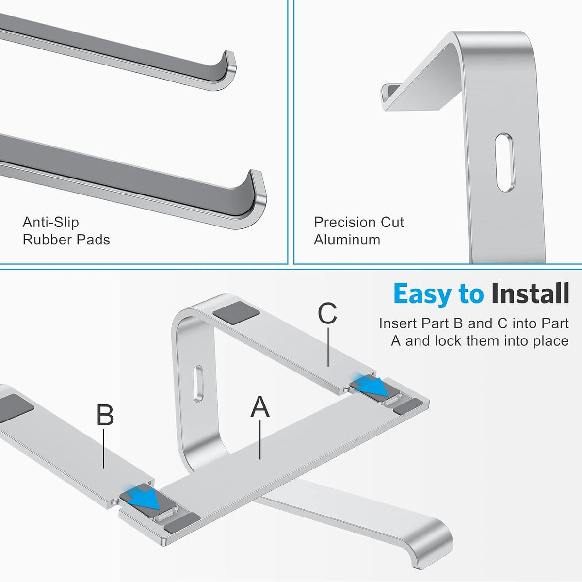 Laptop Stand, Detachable Mount for MacBook Air/Pro Dell HP Rose Gold