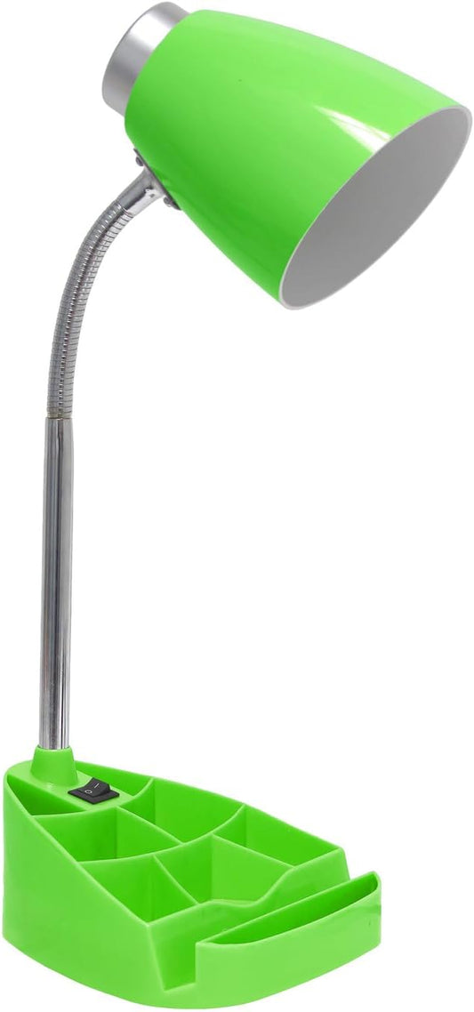 Creekwood Home 18.5" Flexible Gooseneck Organizer Desk Lamp with Phone/iPad/Tablet Stand for Office, Bedroom, Study, Bedroom, Library, Green