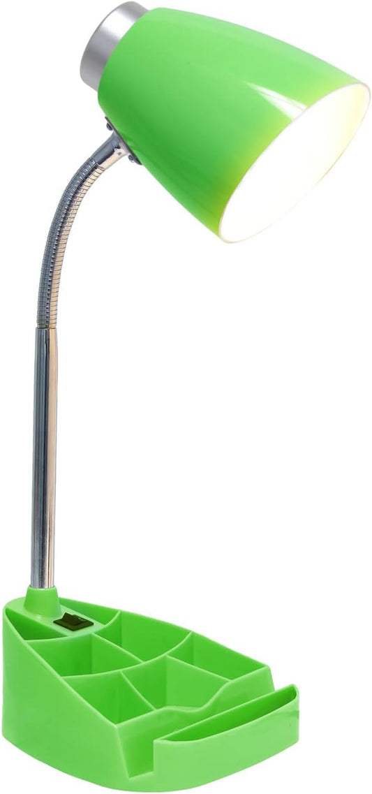 Creekwood Home 18.5" Flexible Gooseneck Organizer Desk Lamp with Phone/iPad/Tablet Stand for Office, Bedroom, Study, Bedroom, Library, Green