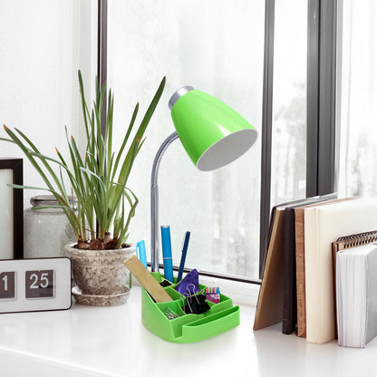 Creekwood Home 18.5" Flexible Gooseneck Organizer Desk Lamp with Phone/iPad/Tablet Stand for Office, Bedroom, Study, Bedroom, Library, Green