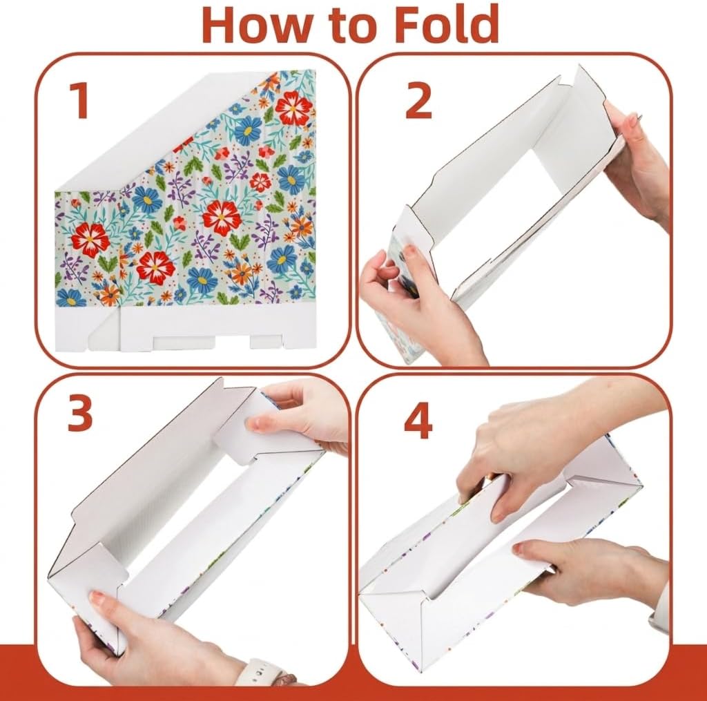 20 Pack Foldable Cardboard Magazine Holder, Vertical File Bin