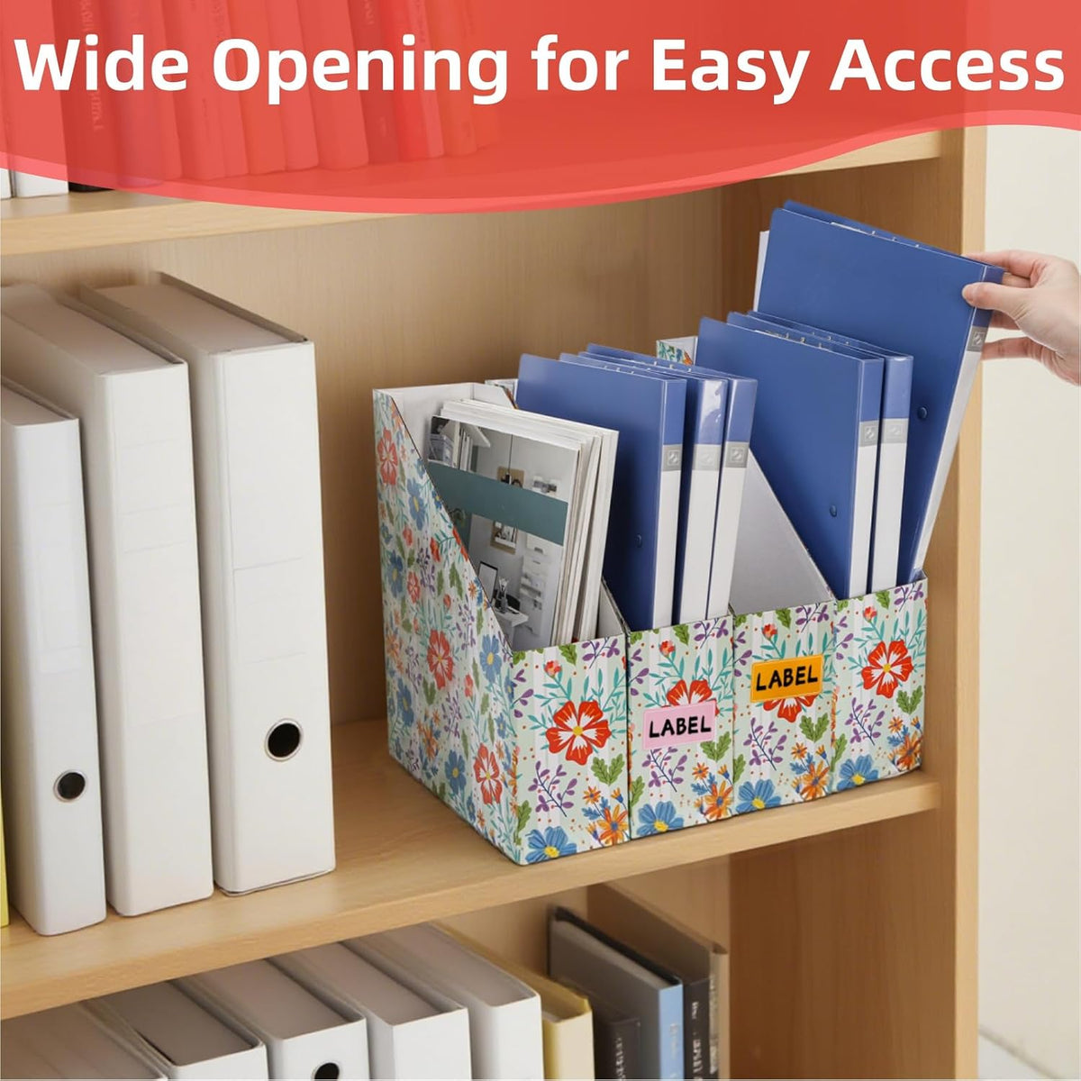 20 Pack Foldable Cardboard Magazine Holder, Vertical File Bin