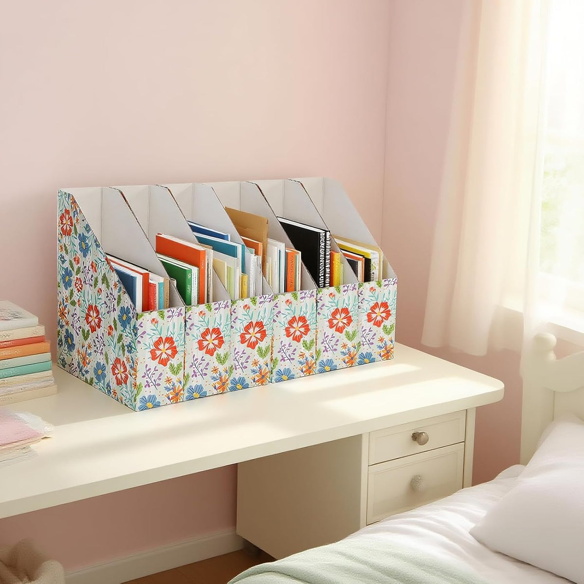 20 Pack Foldable Cardboard Magazine Holder, Vertical File Bin