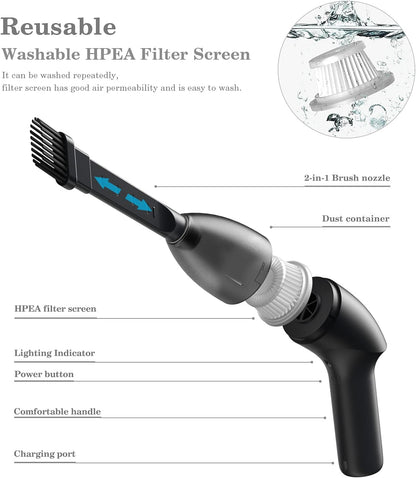 [Upgrade] Mini Vacuum Cordless Vacuum Keyboard Cleaner Rechargeable,for Cleaning Dust,Hair,Crumbs,Eraser Scrap,Laptop,Pet House,Sewing Machine