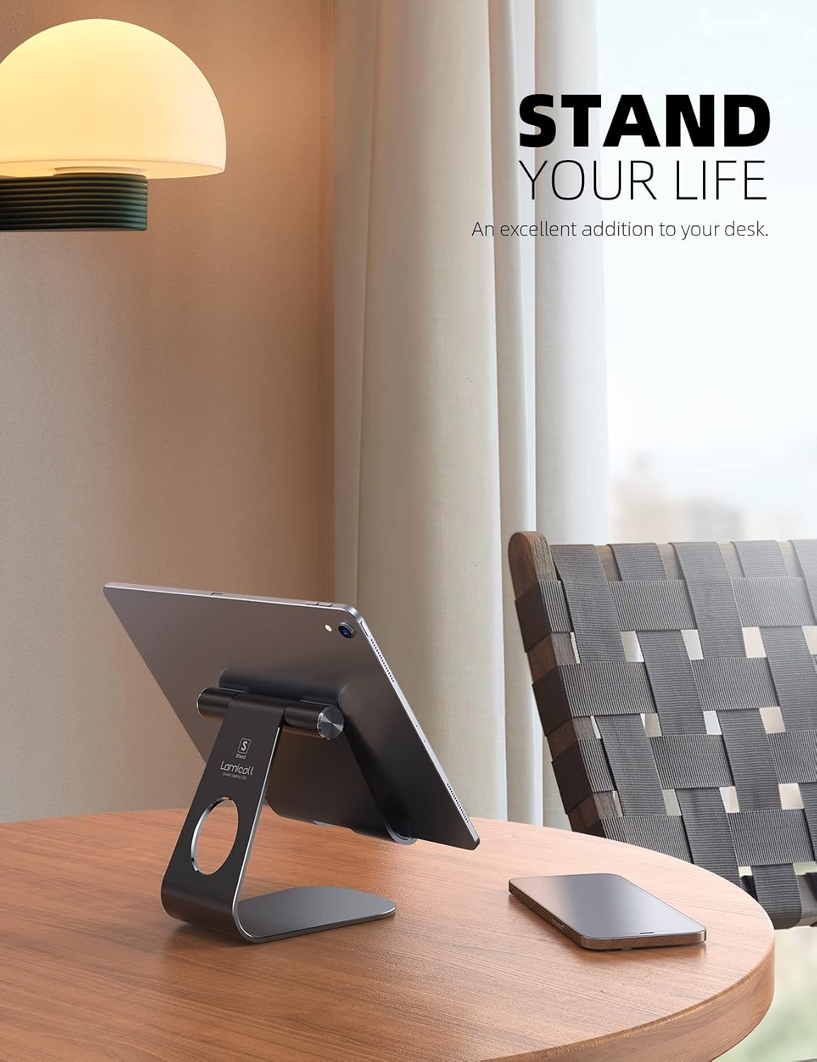 iPad Stand Adjustable Tablet Holder, Sturdy Aluminum, Multi-Angle