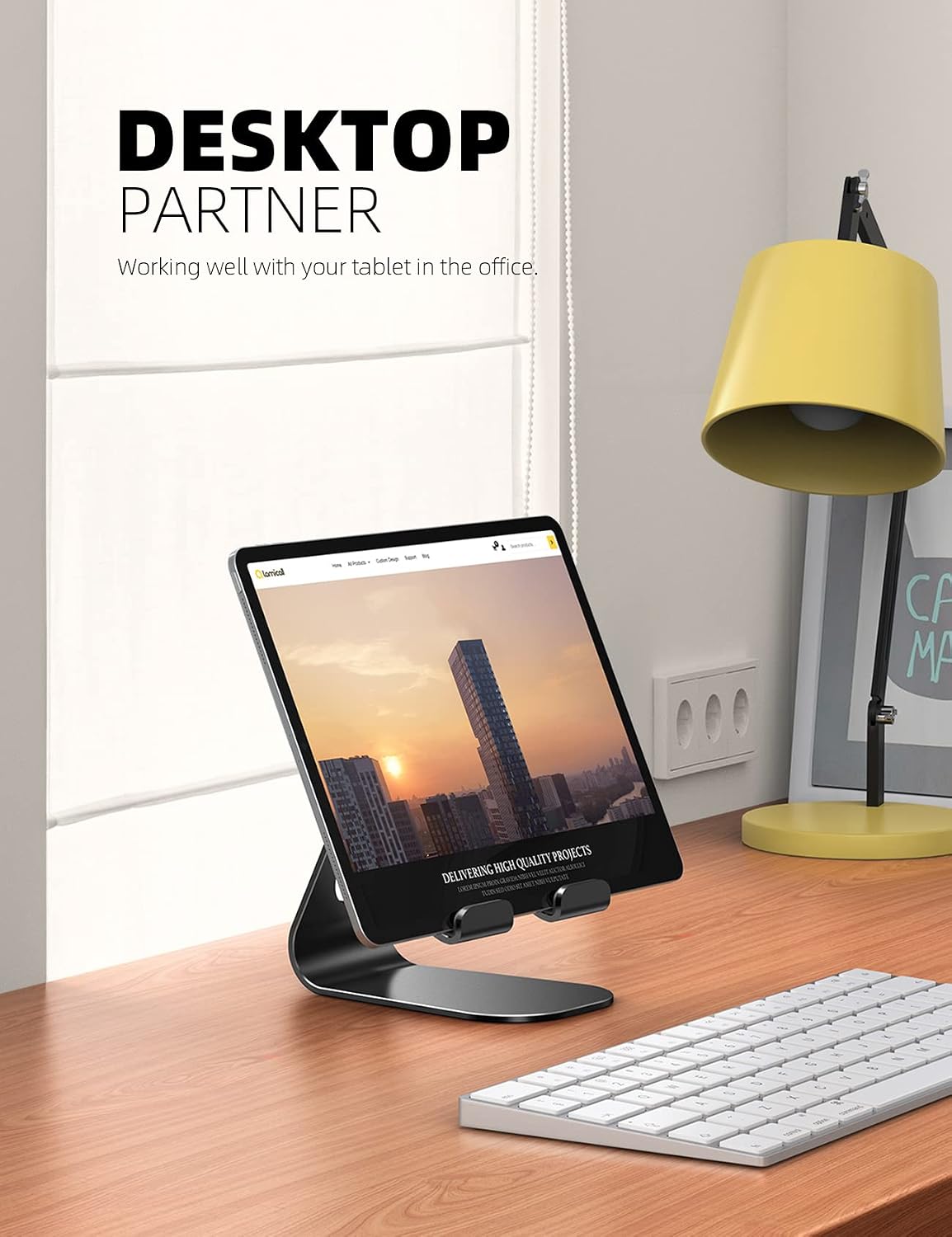 iPad Stand Adjustable Tablet Holder, Sturdy Aluminum, Multi-Angle