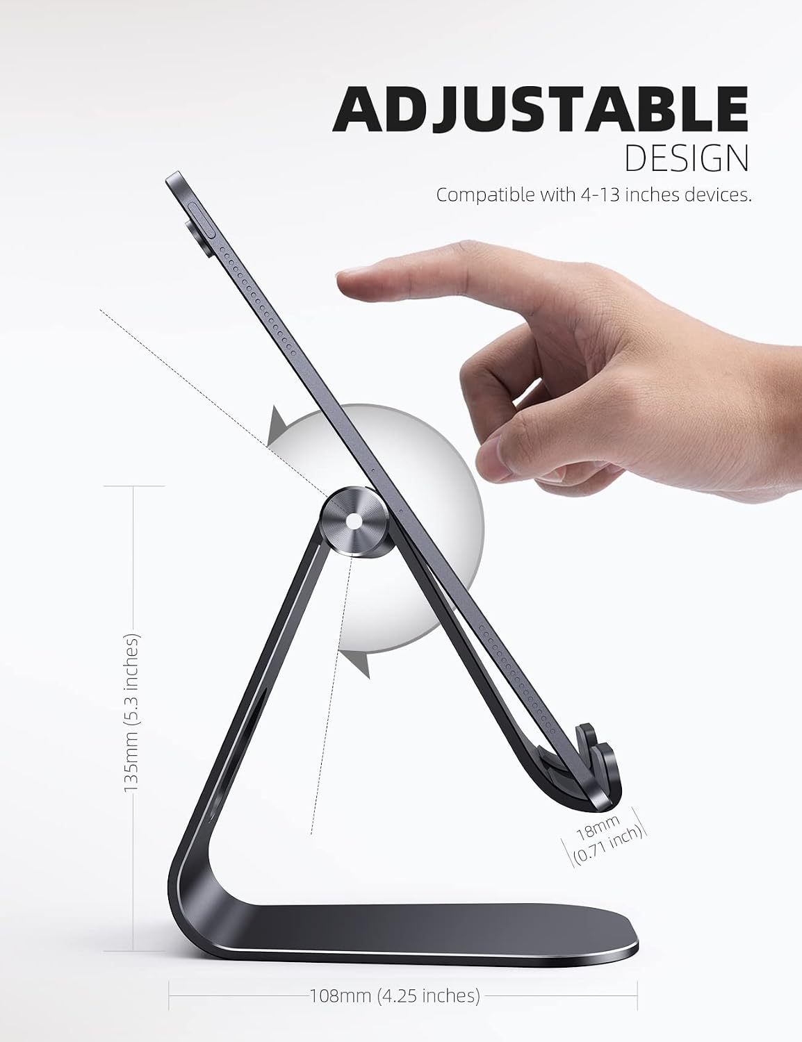 iPad Stand Adjustable Tablet Holder, Sturdy Aluminum, Multi-Angle