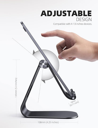 iPad Stand Adjustable Tablet Holder, Sturdy Aluminum, Multi-Angle