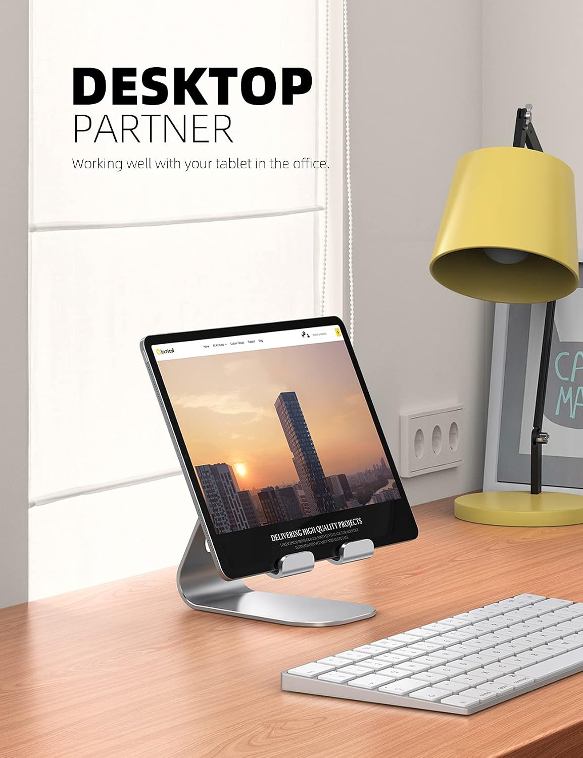 iPad Stand Adjustable Tablet Holder, Sturdy Aluminum, Multi-Angle