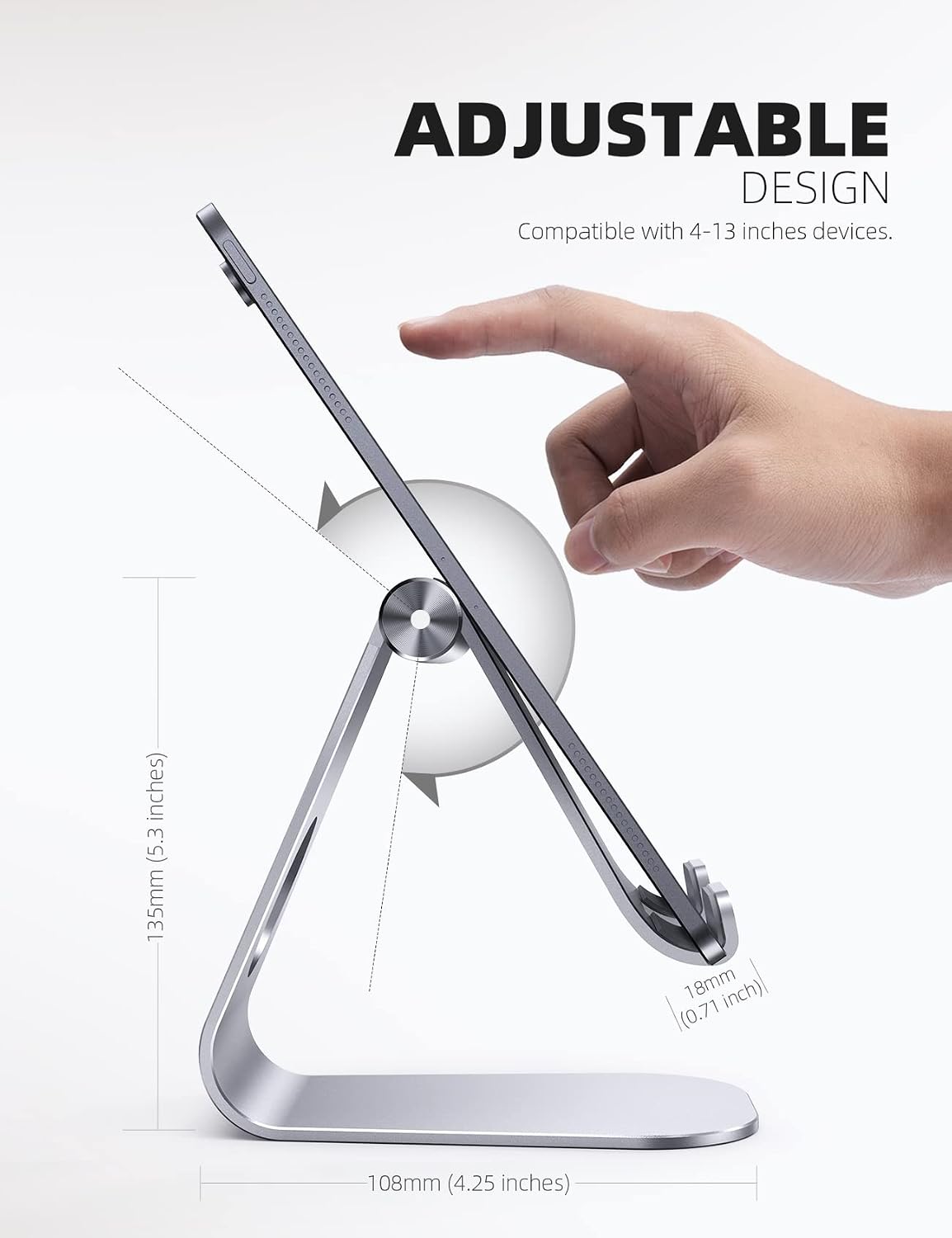 iPad Stand Adjustable Tablet Holder, Sturdy Aluminum, Multi-Angle
