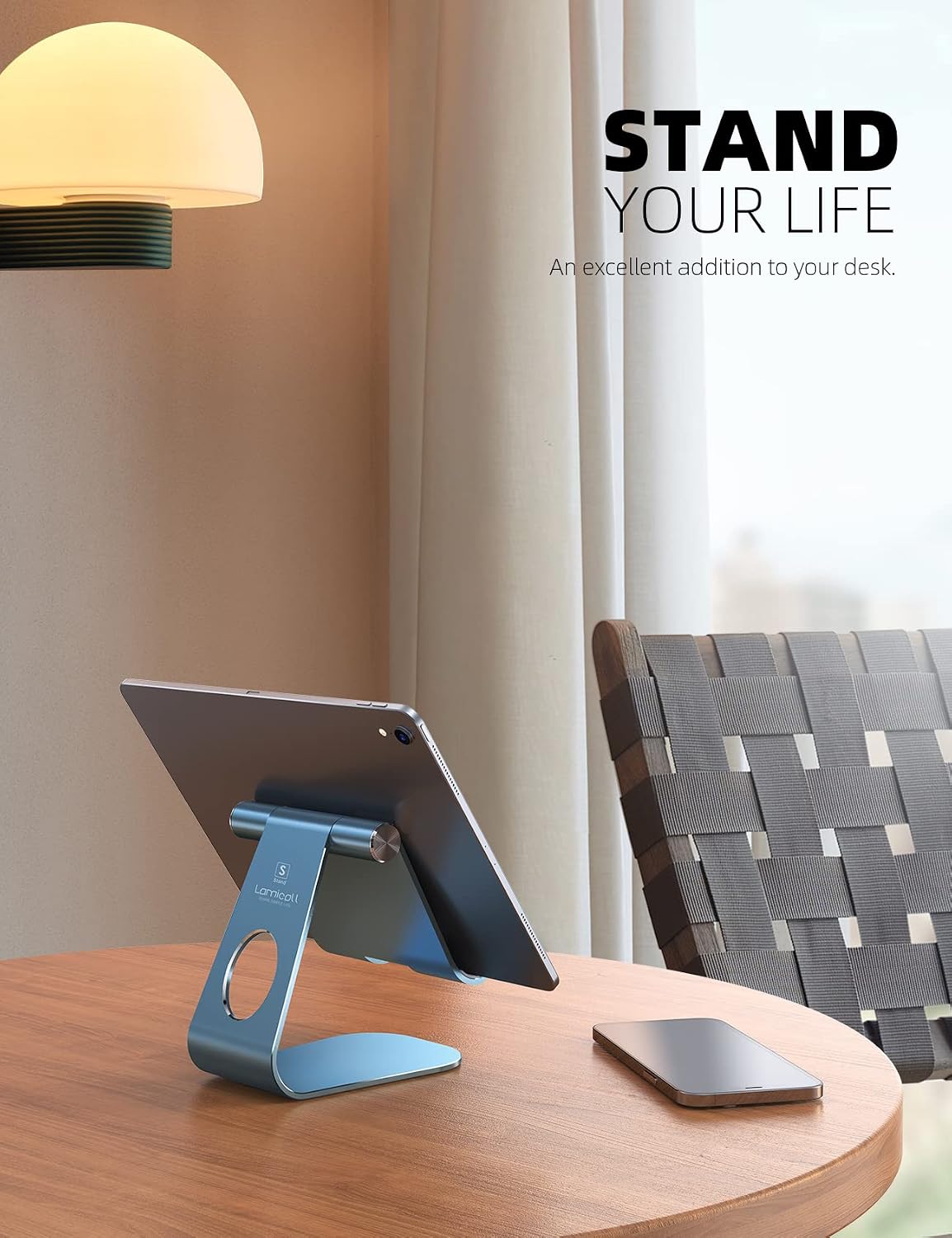 iPad Stand Adjustable Tablet Holder, Sturdy Aluminum, Multi-Angle