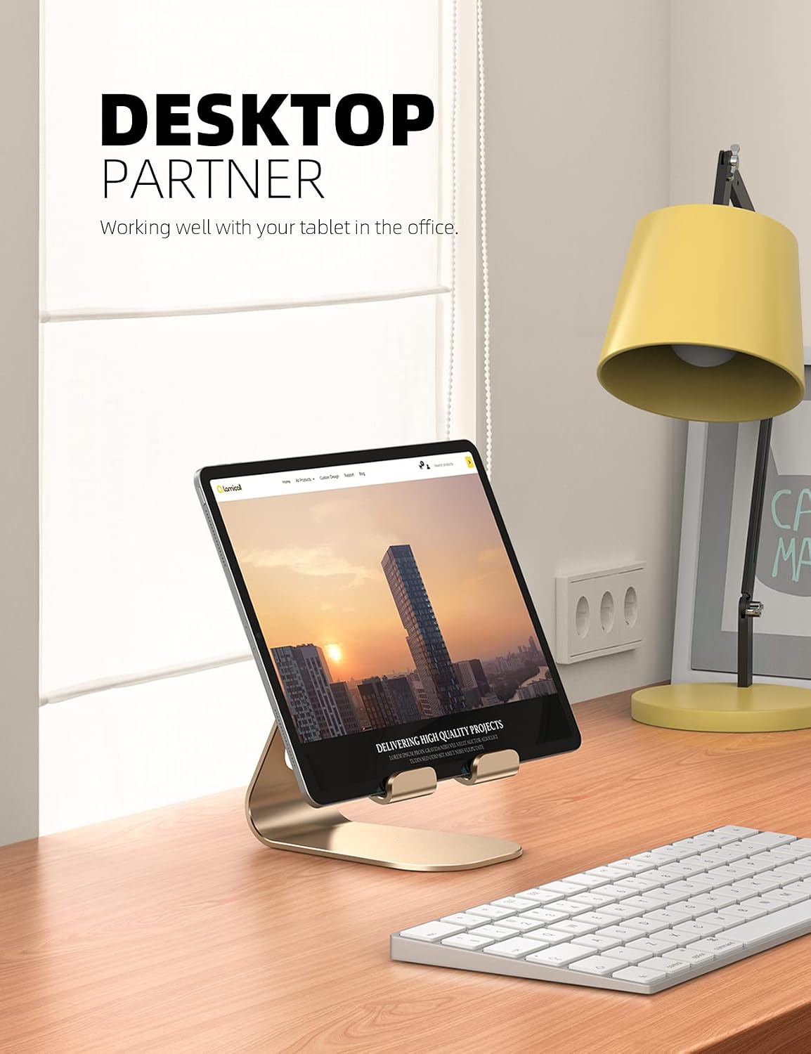 iPad Stand Adjustable Tablet Holder, Sturdy Aluminum, Multi-Angle