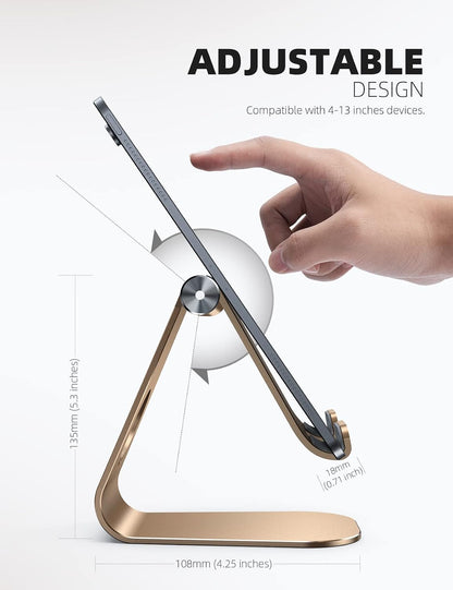 iPad Stand Adjustable Tablet Holder, Sturdy Aluminum, Multi-Angle