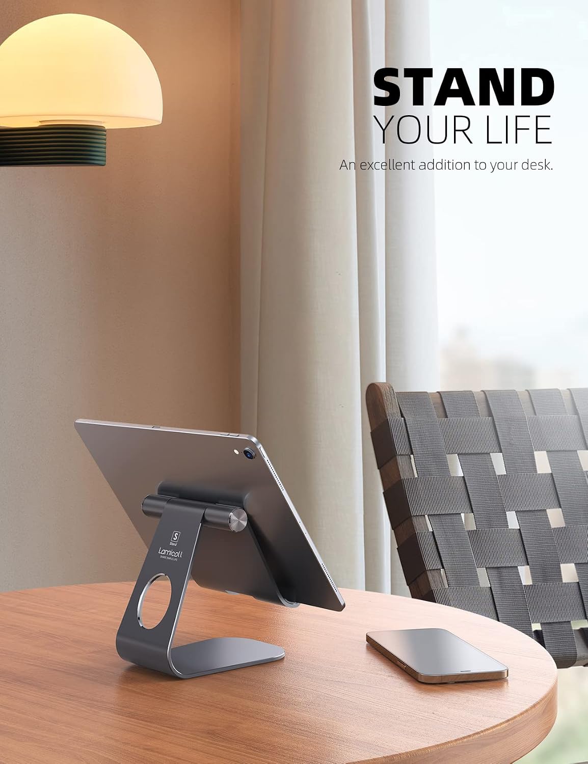 iPad Stand Adjustable Tablet Holder, Sturdy Aluminum, Multi-Angle
