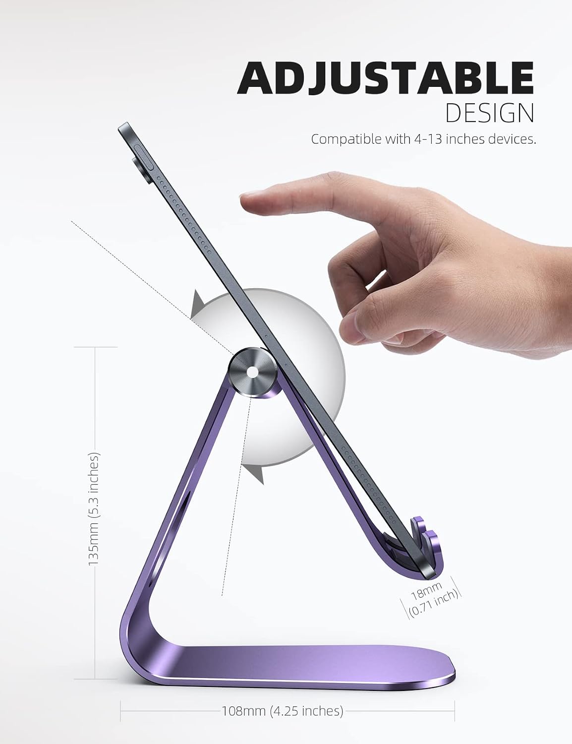 iPad Stand Adjustable Tablet Holder, Sturdy Aluminum, Multi-Angle