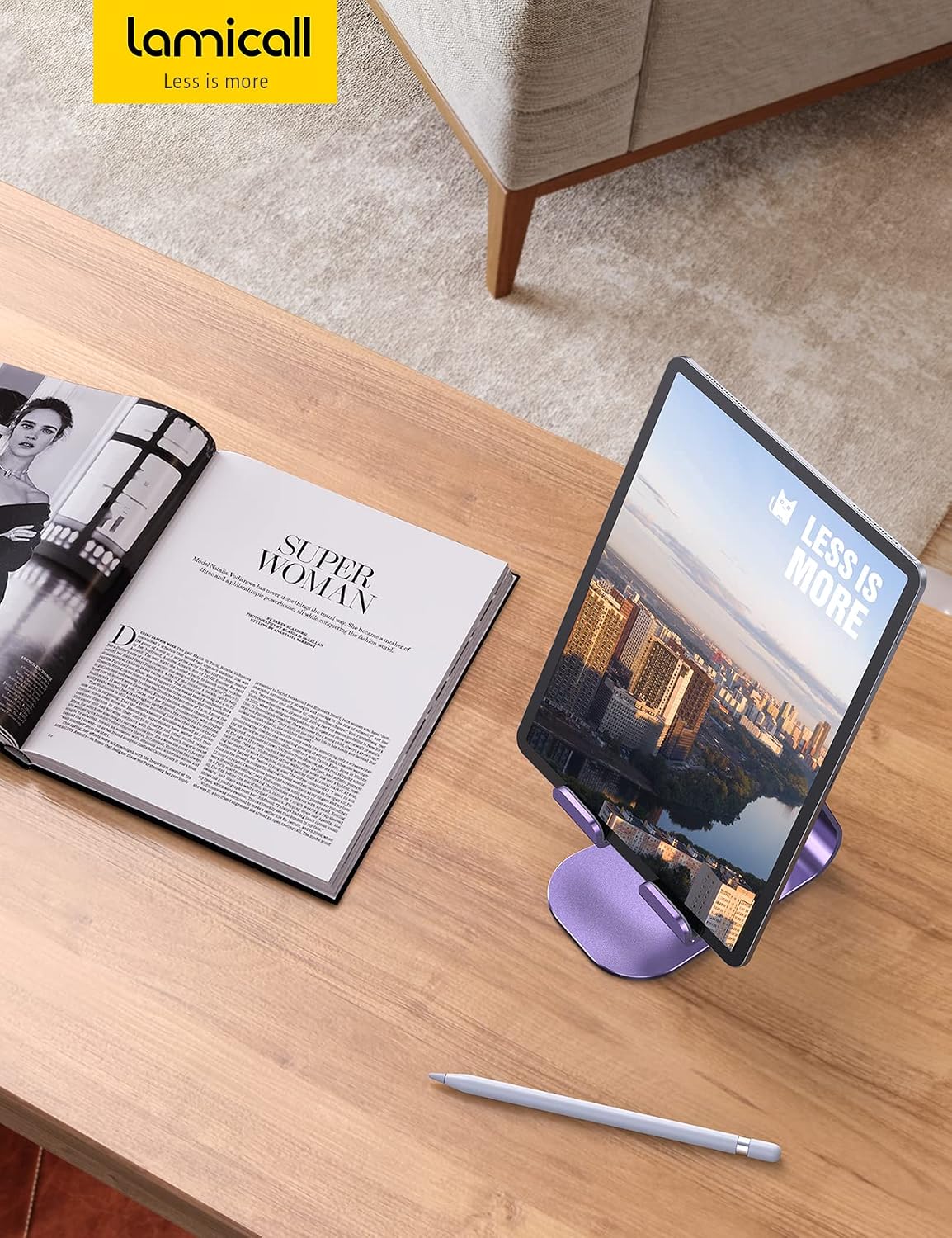 iPad Stand Adjustable Tablet Holder, Sturdy Aluminum, Multi-Angle