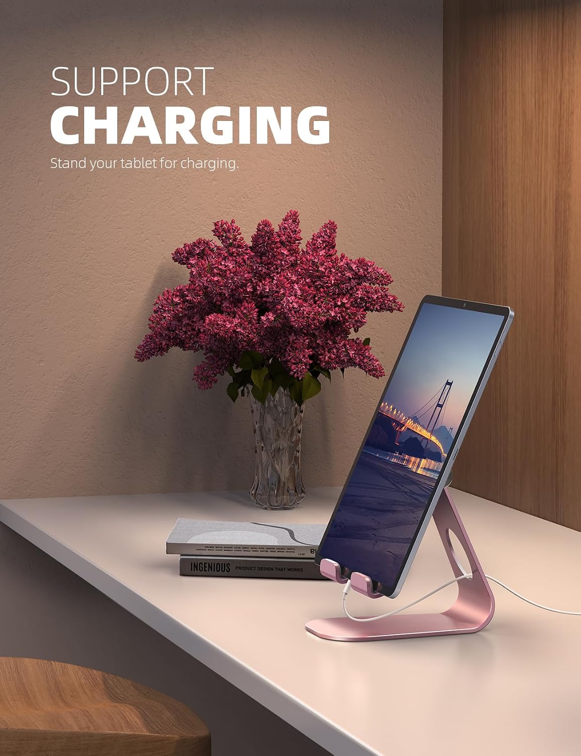 iPad Stand Adjustable Tablet Holder, Sturdy Aluminum, Multi-Angle